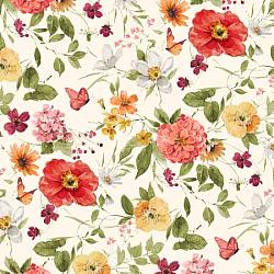 Cream Medium Florals - Blessed by Nature by Lisa Audit of Wilmington Fabrics