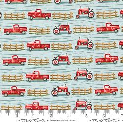 Willow’s Farm Trucks and Tractors Sky by Deb Strain for Moda