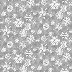 Snow Crew Grey Snowflakes by Barb Tourtillotte for Henry Glass