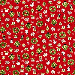 My Childhood Christmas Red Christmas Motifs by Stacy West for Henry Glass Studios