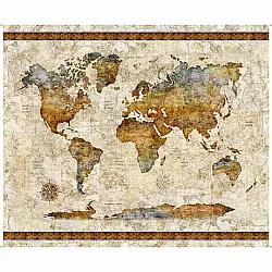 Globe Trotter Map Panel 36” by Morris Creative Group for QT Fabric