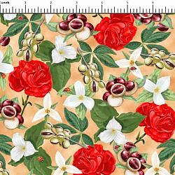 All Ohio Shop Hop Flower Tan by QT Fabrics