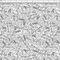 All Ohio Shop Hop Words - Grey by QT Fabrics