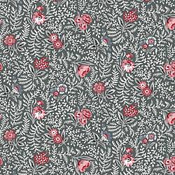 Audrey Packed Floral Dark Grey by Clothworks