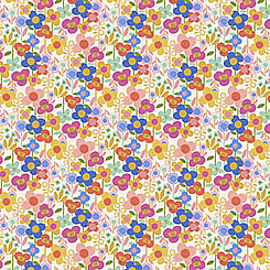 Floral Bee Beary Happy Lt Cream by QT Fabrics